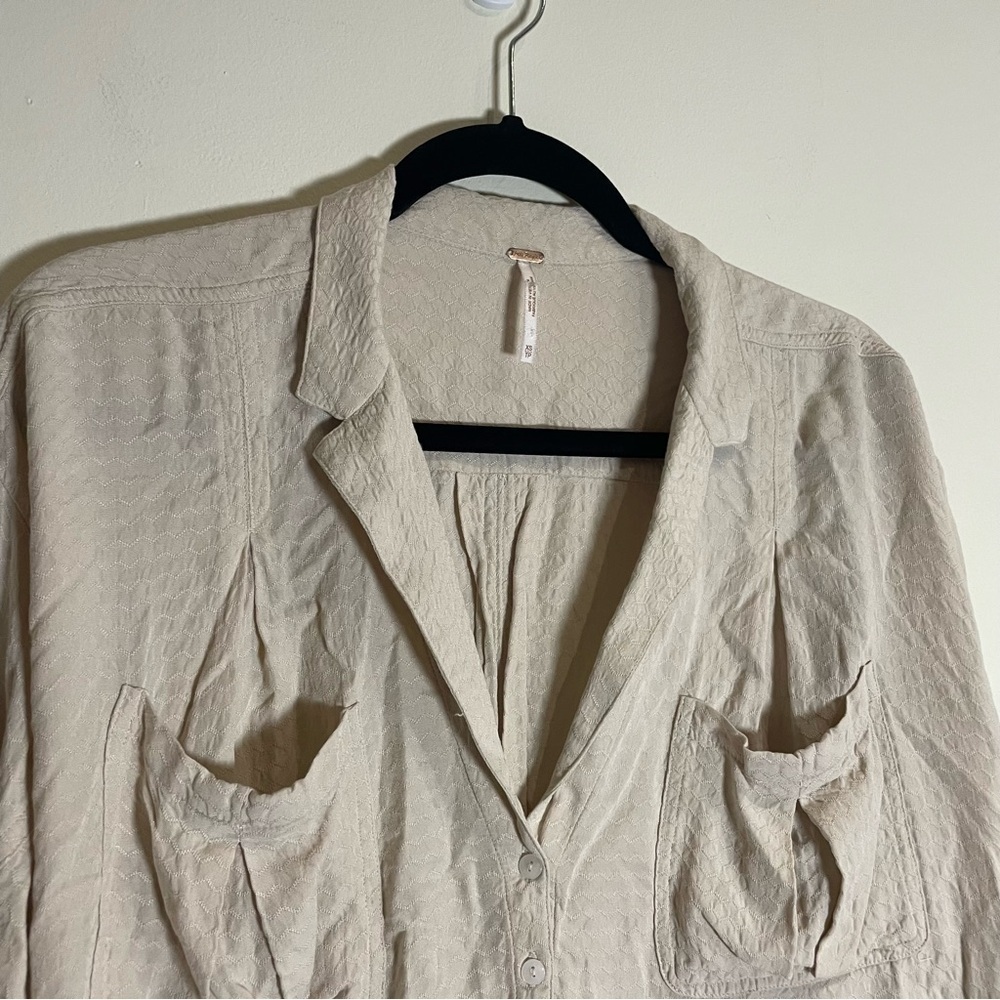 Free People Erin Buttondown in Tea/Cream size XS - Picture 10 of 12
